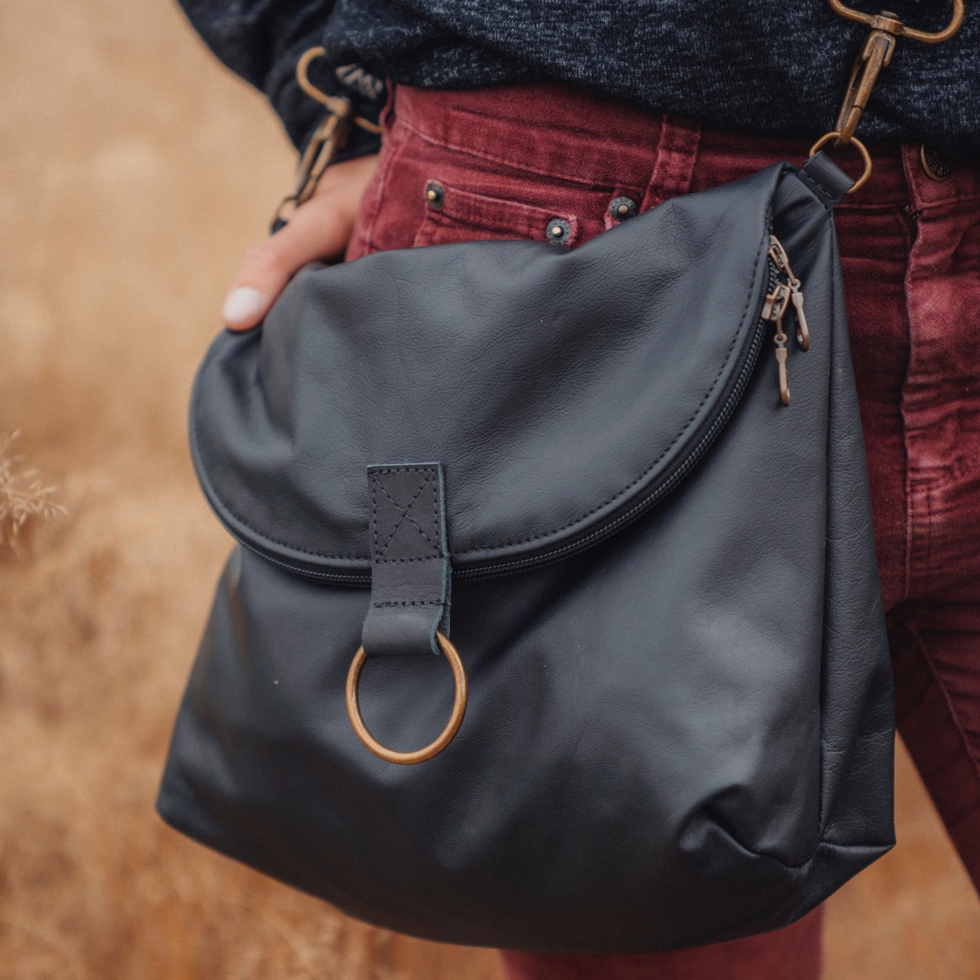 Relaxed Crossbody Backpack in Black – SutiSana Relaxed Crossbody Backpack in Black – SutiSana