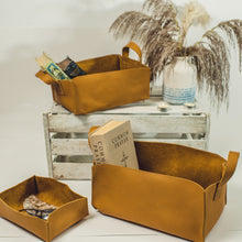 Load image into Gallery viewer, Leather Storage Bins in Camel