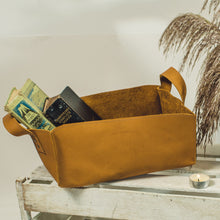 Load image into Gallery viewer, Leather Storage Bins in Camel