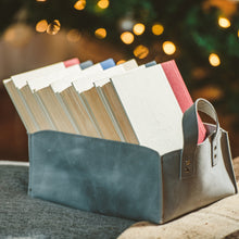 Load image into Gallery viewer, Leather Storage Bins in Glacial Gray