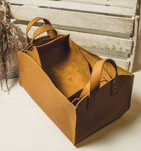 Load image into Gallery viewer, Leather Storage Bins in Camel