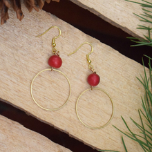 Load image into Gallery viewer, Acai Hoop Earrings in Red
