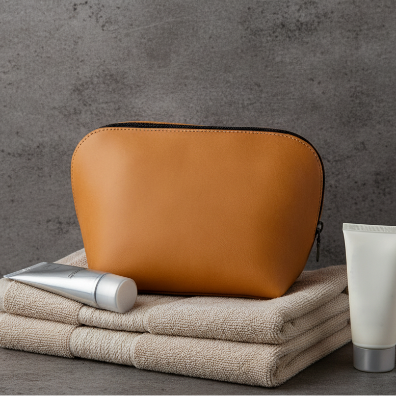 Clamshell Dopp Kit in Camel