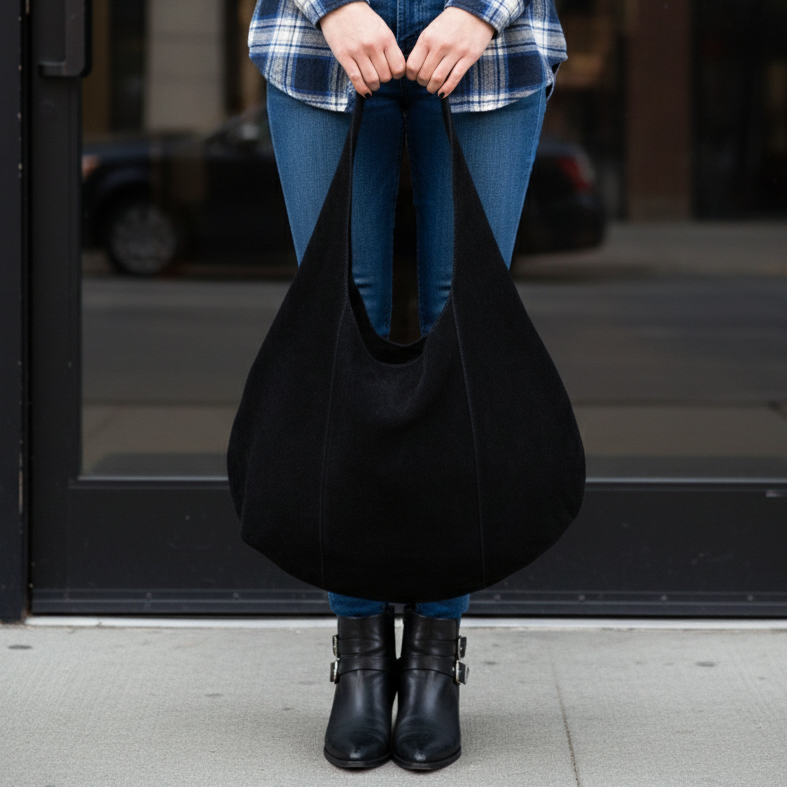 Hobo in Black Suede