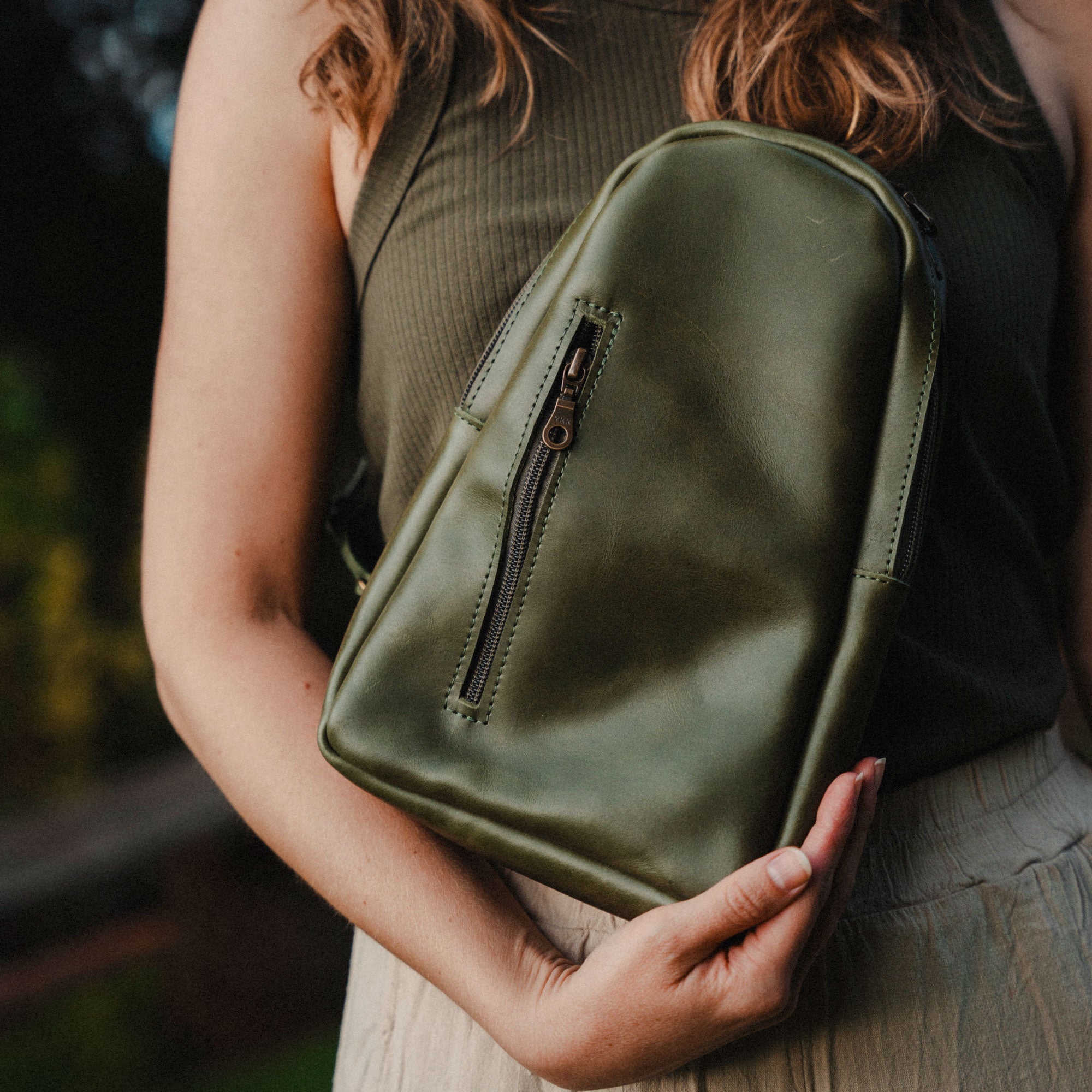 Sling Crossbody Backpack in Sage