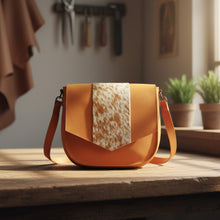 Load image into Gallery viewer, Speckled Two-Tone Satchel in Tawny
