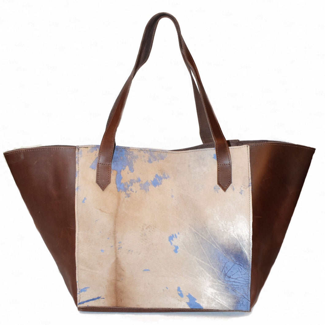 Two-Tone Tote in Stone Blue